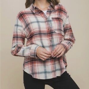 Love Tree Red and Cream Plaid flannel